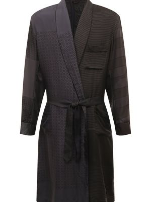 Шелковый халат Brioni серый