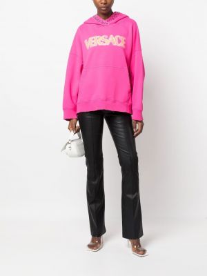 Raštuotas džemperis su gobtuvu Versace rožinė