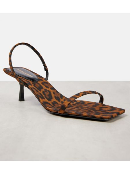 Leopar baskılı sandalet Saint Laurent kahverengi