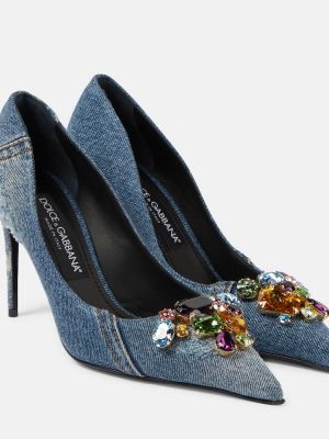 Pantofi cu toc de cristal Dolce&gabbana albastru