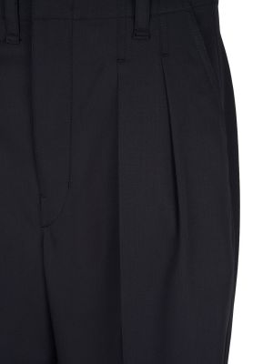 Πλισέ μάλλινο παντελόνι Lemaire μαύρο