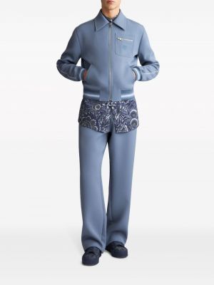 Haftowane spodnie sportowe bawełniane Etro niebieskie