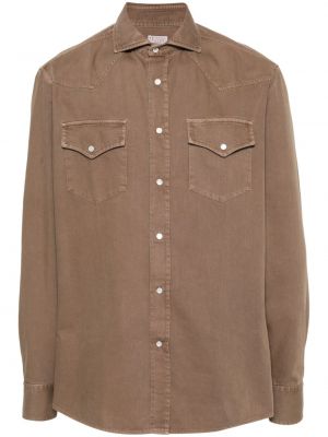 Džinsiniai marškiniai Brunello Cucinelli ruda
