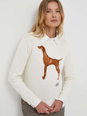 Bavlněný svetr Lauren Ralph Lauren béžový
