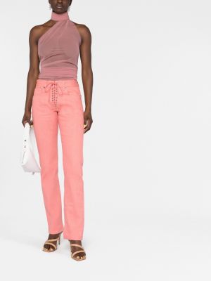 Spitzen schnür straight jeans Ludovic De Saint Sernin pink