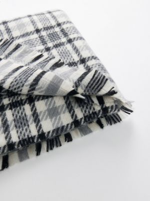 Клетчатый шарф с бахромой Befree серый