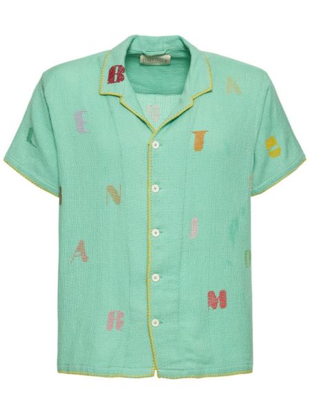 Bavlnená košeľa s výšivkou Harago zelená