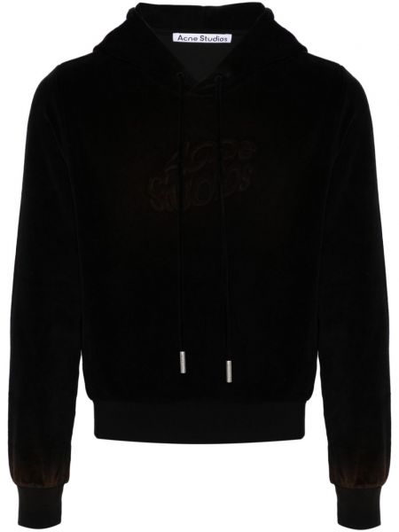 Veliūrinis džemperis su gobtuvu Acne Studios juoda