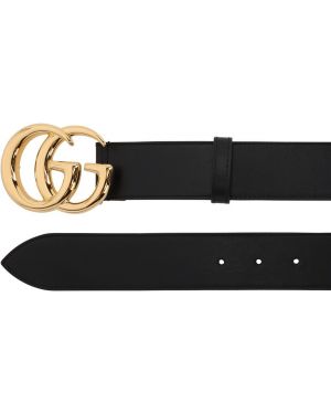Cinturón de cuero con hebilla Gucci negro