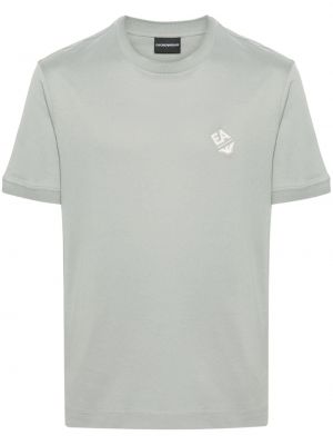 T-shirt ricamato di cotone Emporio Armani grigio