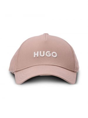 Haftowana czapka z daszkiem Hugo różowa