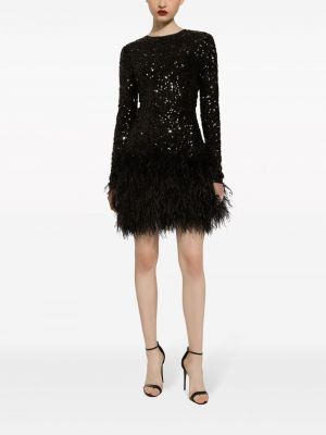 Suknele kokteiline su plunksnomis Dolce & Gabbana juoda