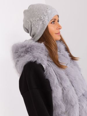 Pletená bavlnená čiapka Fashionhunters sivá
