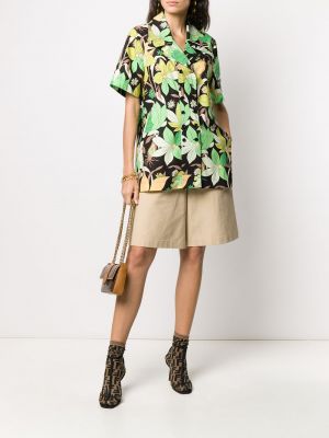 Camisa de flores con estampado manga corta Fendi negro