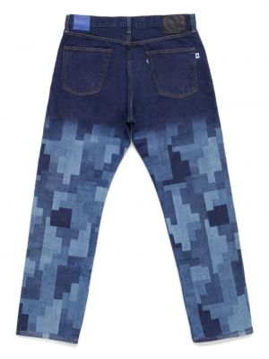 Straight jeans mit print Marcelo Burlon County Of Milan blau