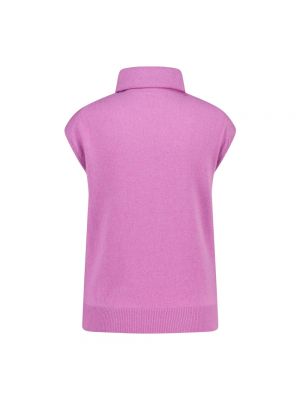 Jersey cuello alto de cachemir con cuello alto de tela jersey Hemisphere rosa