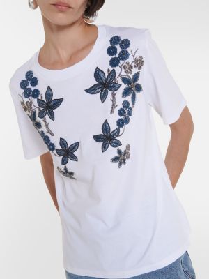 Tricou din bumbac cu model floral Dodo Bar Or alb