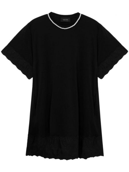 Βαμβακερή μπλούζα με μαργαριτάρια Simone Rocha μαύρο