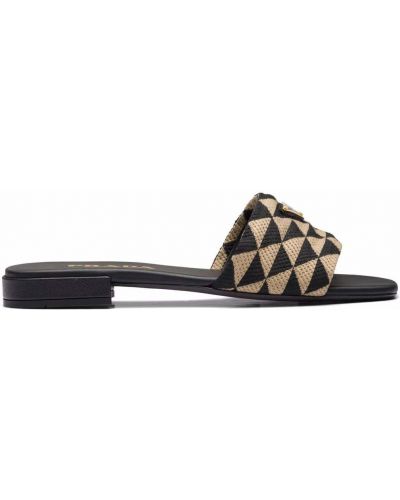 Papuci cu imprimeu geometric Prada negru