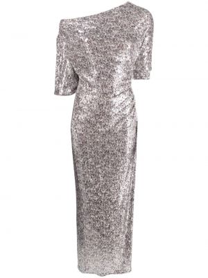 Koktejl obleka s cekini Dvf Diane Von Furstenberg srebrna