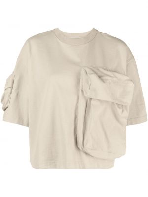Koszulka bawełniane z krótkim rękawem z okrągłym dekoltem Jacquemus - beżowy