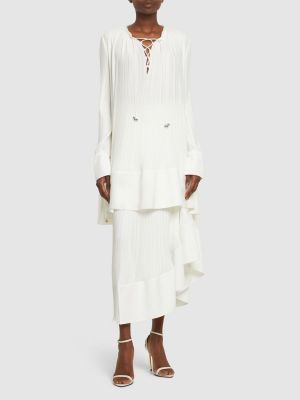 Plisované midi sukně s vysokým pasem Lanvin bílé
