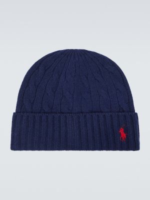 Вълнена шапка Polo Ralph Lauren синьо