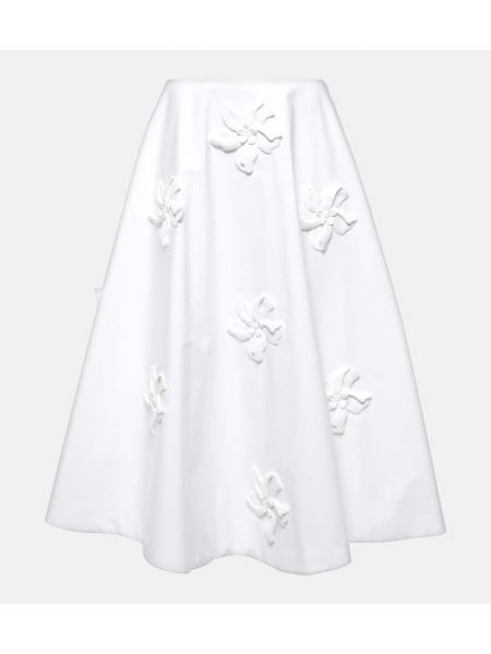 Falda midi de algodón con apliques Valentino blanco