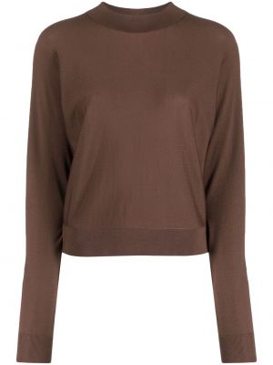 Pull en tricot à col montant Theory marron