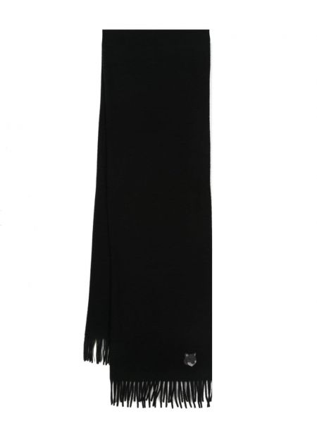 Vlněný šál s výšivkou Maison Kitsuné černý