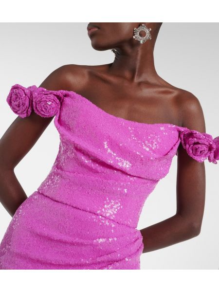 Obleka s cvetličnim vzorcem Costarellos roza
