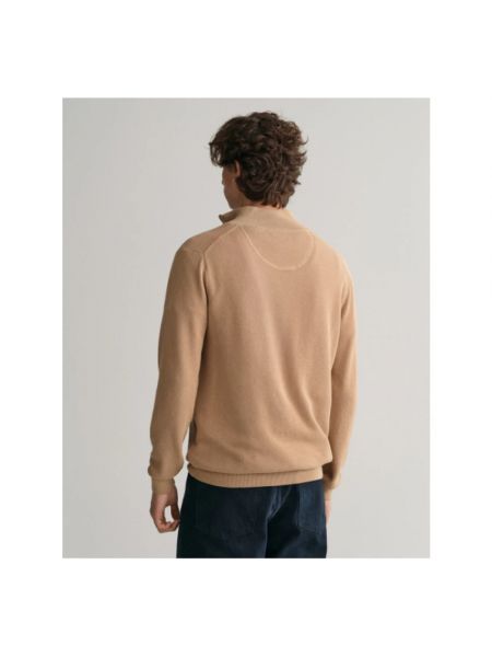 Suéter con cremallera de algodón Gant beige
