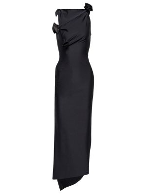 Ασύμμετρη φλοράλ μίντι φόρεμα Coperni μαύρο