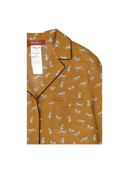 Blusa de seda con estampado con rayas de tigre Max Mara Studio marrón