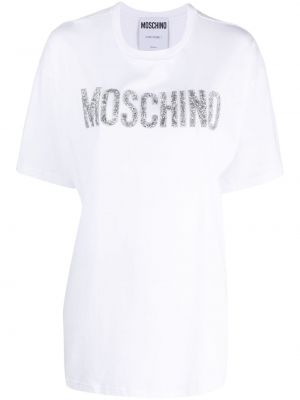 Krištáľové bavlnené tričko Moschino biela