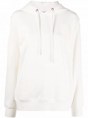 Biała bluza z kapturem z nadrukiem Moncler