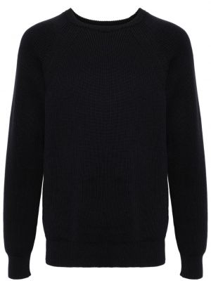 Pamučni džemper s okruglim izrezom Drumohr plava