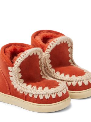 Semsket skinn sneakers for jenter Mou Kids oransje