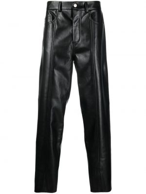Pantalon droit en cuir Nanushka noir
