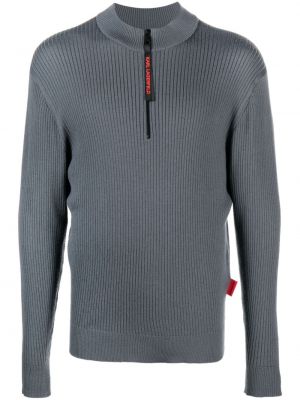 Пуловер с цип от мерино вълна Karl Lagerfeld сиво