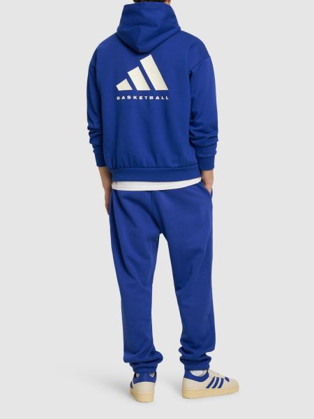 Hanorac cu glugă din fleece Adidas Originals albastru