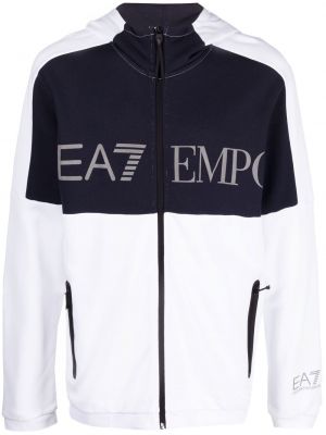 Trykt bomull lett jakke Ea7 Emporio Armani hvit