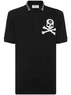 Kokvilnas polo krekls ar apdruku Philipp Plein melns