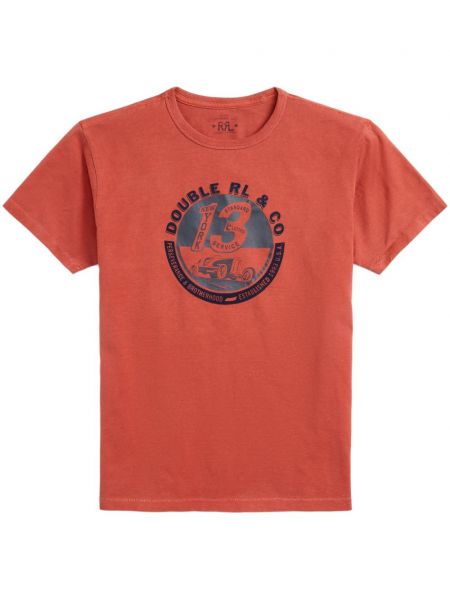 Kokvilnas t-krekls ar apdruku Ralph Lauren Rrl sarkans