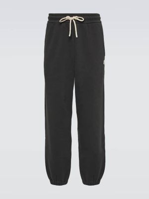 Bavlněné fleecové sportovní kalhoty Moncler Genius černé