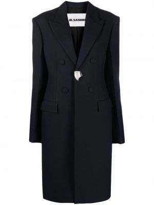 Μάλλινο παλτό με κουμπιά Jil Sander μπλε