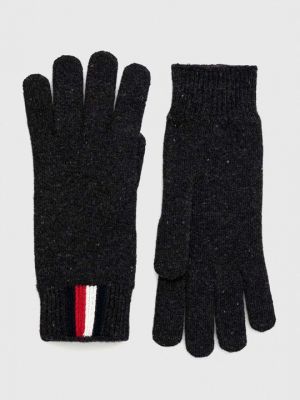 Шерстяные перчатки Tommy Hilfiger черные