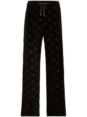 Žakárové teplákové nohavice s potlačou Dolce & Gabbana čierna