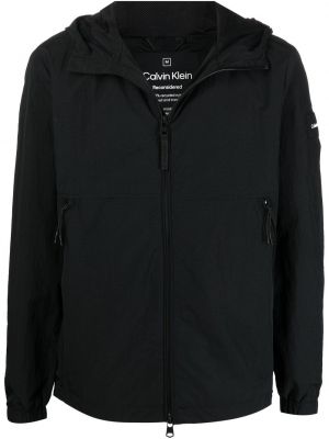 Bunda na zip s kapucí Calvin Klein černá
