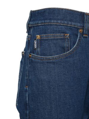Jeansy skinny slim fit bawełniane Versace niebieskie